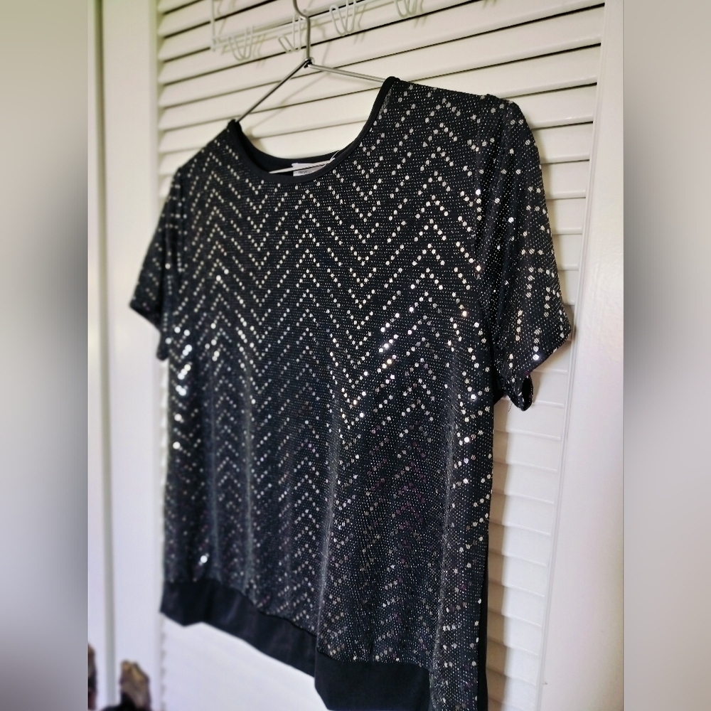 Modern Attraction Petite Large Black Sequined Women's Top